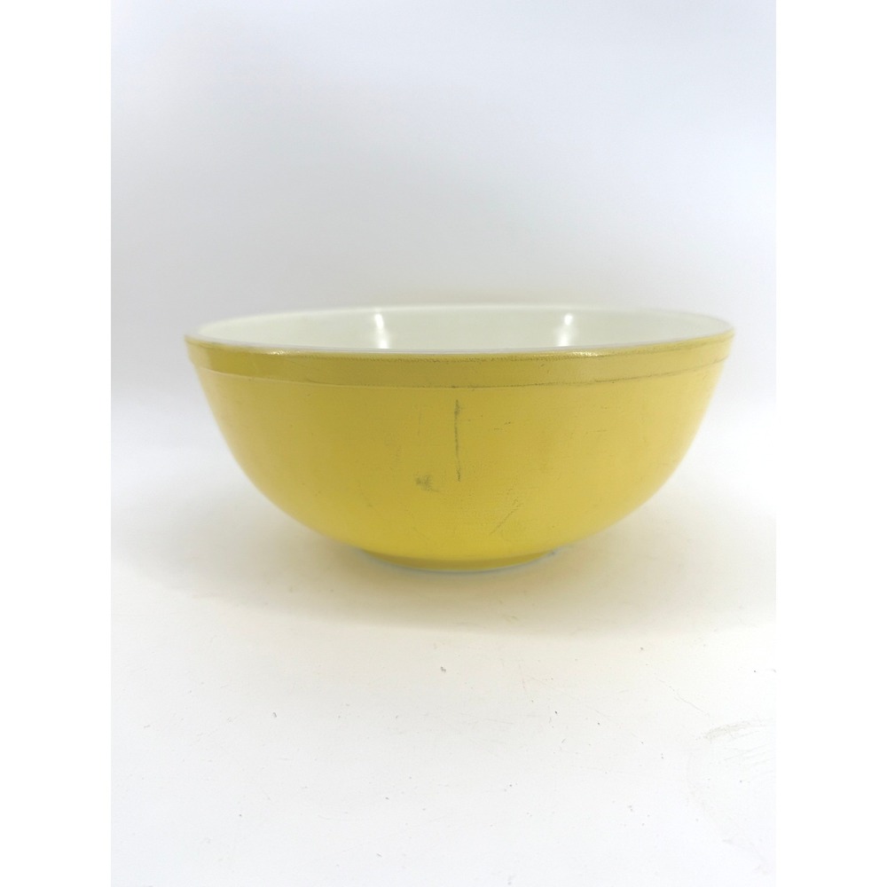 Pyrex Mixing Bowl Unisex 404 4 QT Yellow Vintage Milk Glass MCM Primary Series - Picture 2 of 13